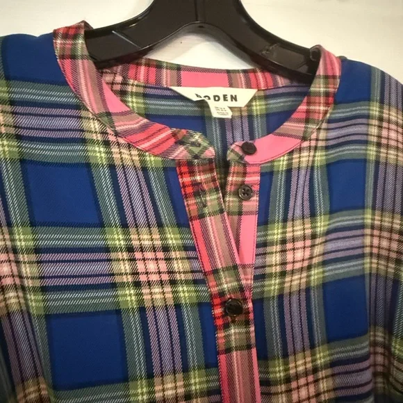 Boden Multicolor Plaid Long Sleeve Dress - Picture 3 of 7